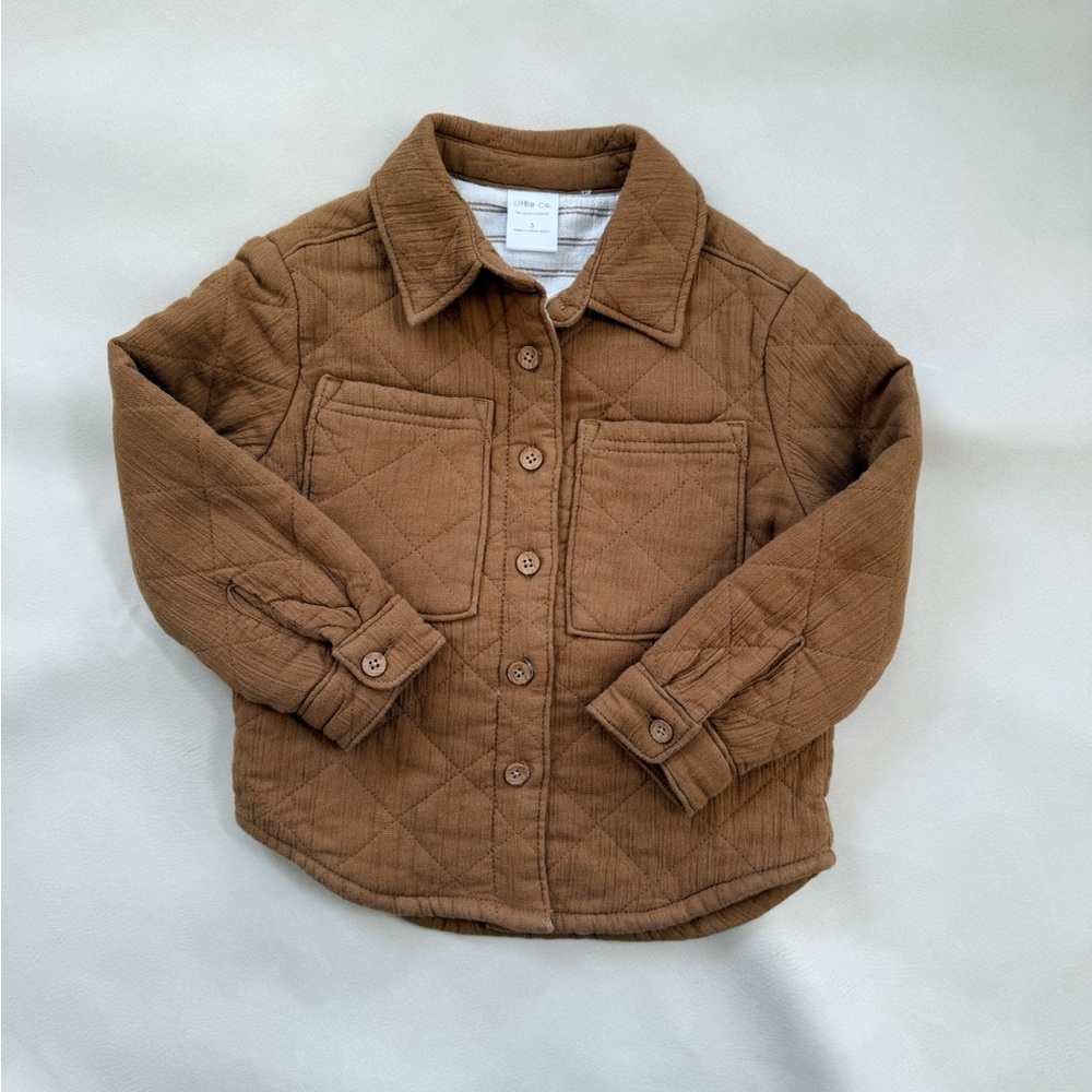 Kids Brown Quilted Jacket/Shacket